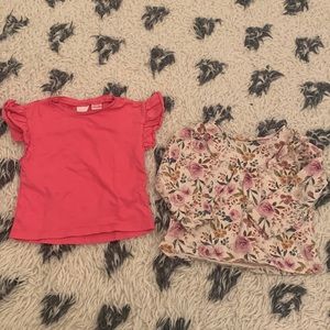 Two Zara baby girl toddler cotton shirts 18-24 months ruffle